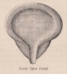 Woodcut of open lamp from the Cudworth Collection.